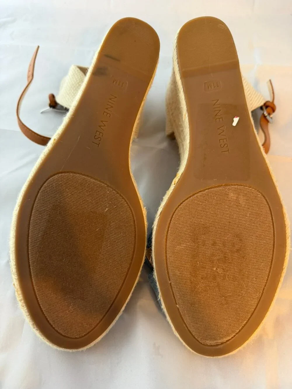 NINE WEST  Joydyn Denim Espadrille Wedge Sandals Women Size 11 M